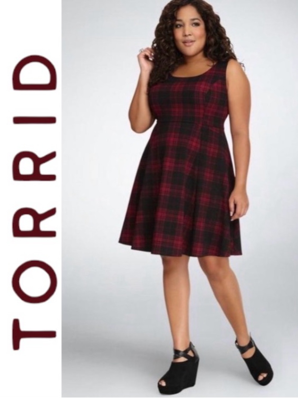 3X TORRID Plaid Swingy Skater Dress with Stretch
